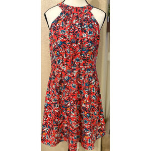 LOFT outlet Women’s Red Floral Keyhole Tie Back Halter Sundress Petite M